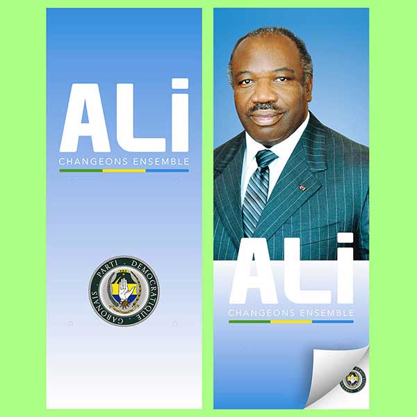 Gabon presidential campaign double sided vinyl banner for ALI